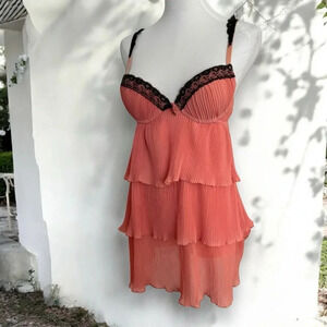 Peachy Black Lace Trim Women's Intimate Dress/Babydoll S coquette Fairycore y2k